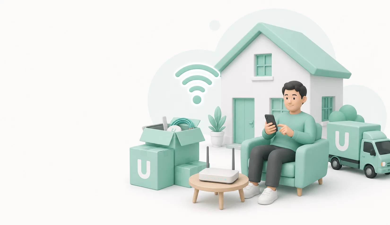 MoveU Illustration zum Internetanschluss im neuen Zuhause