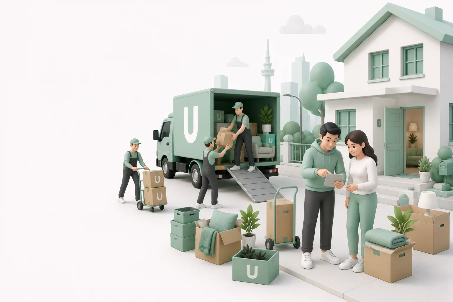 MoveU Illustration zur Planung von Umzugsmaterial und Einrichtung