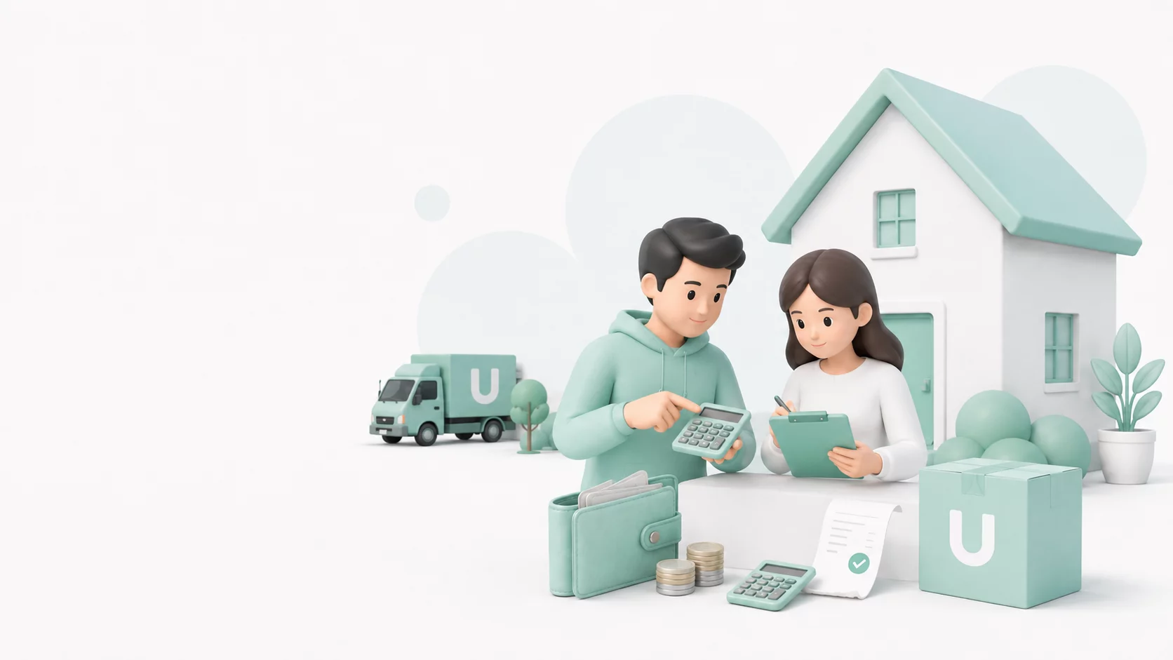 MoveU Illustration zur Planung von Umzugskosten und Budget