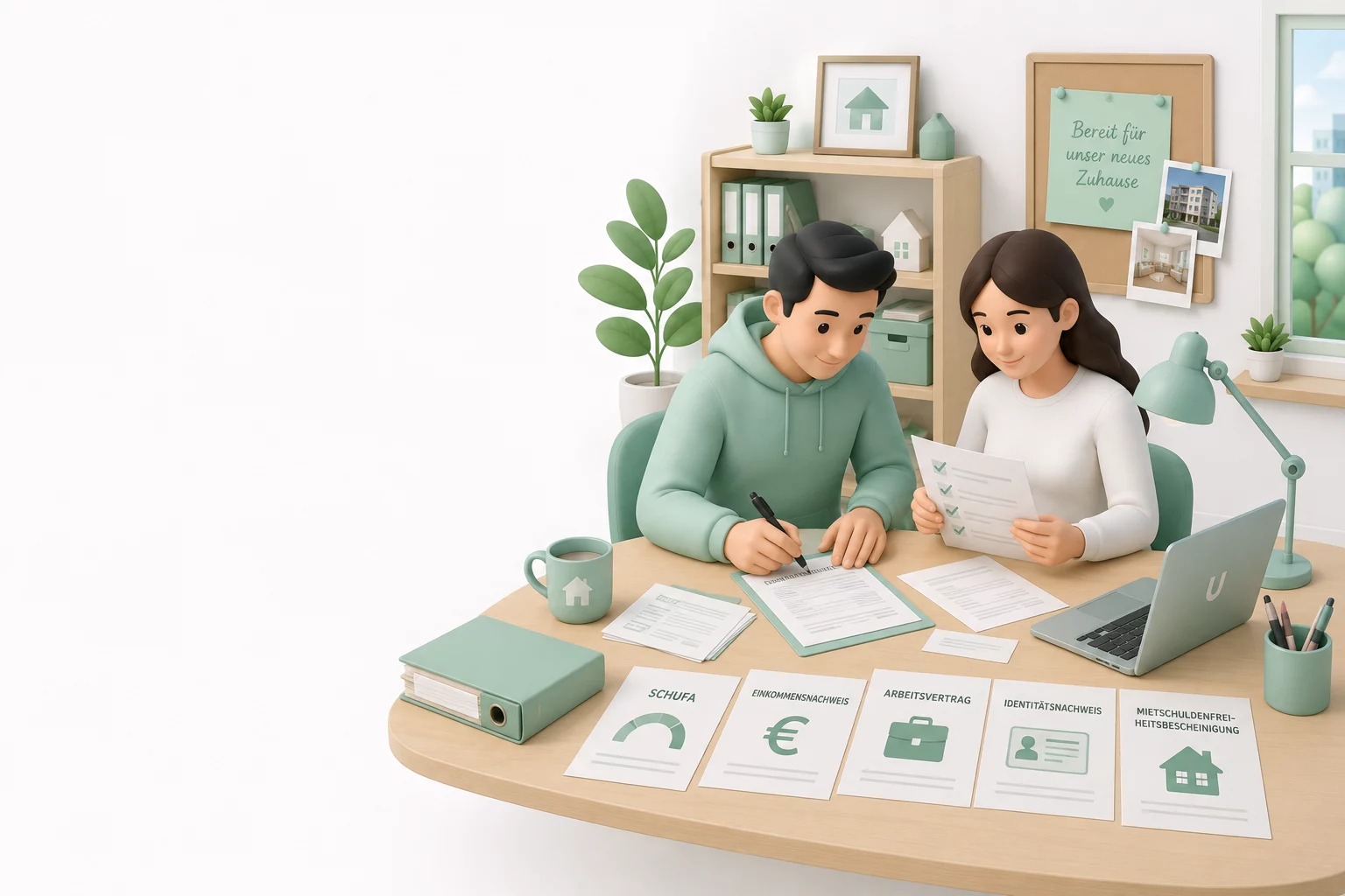 MoveU Illustration zur Vorbereitung einer Wohnungsbewerbung