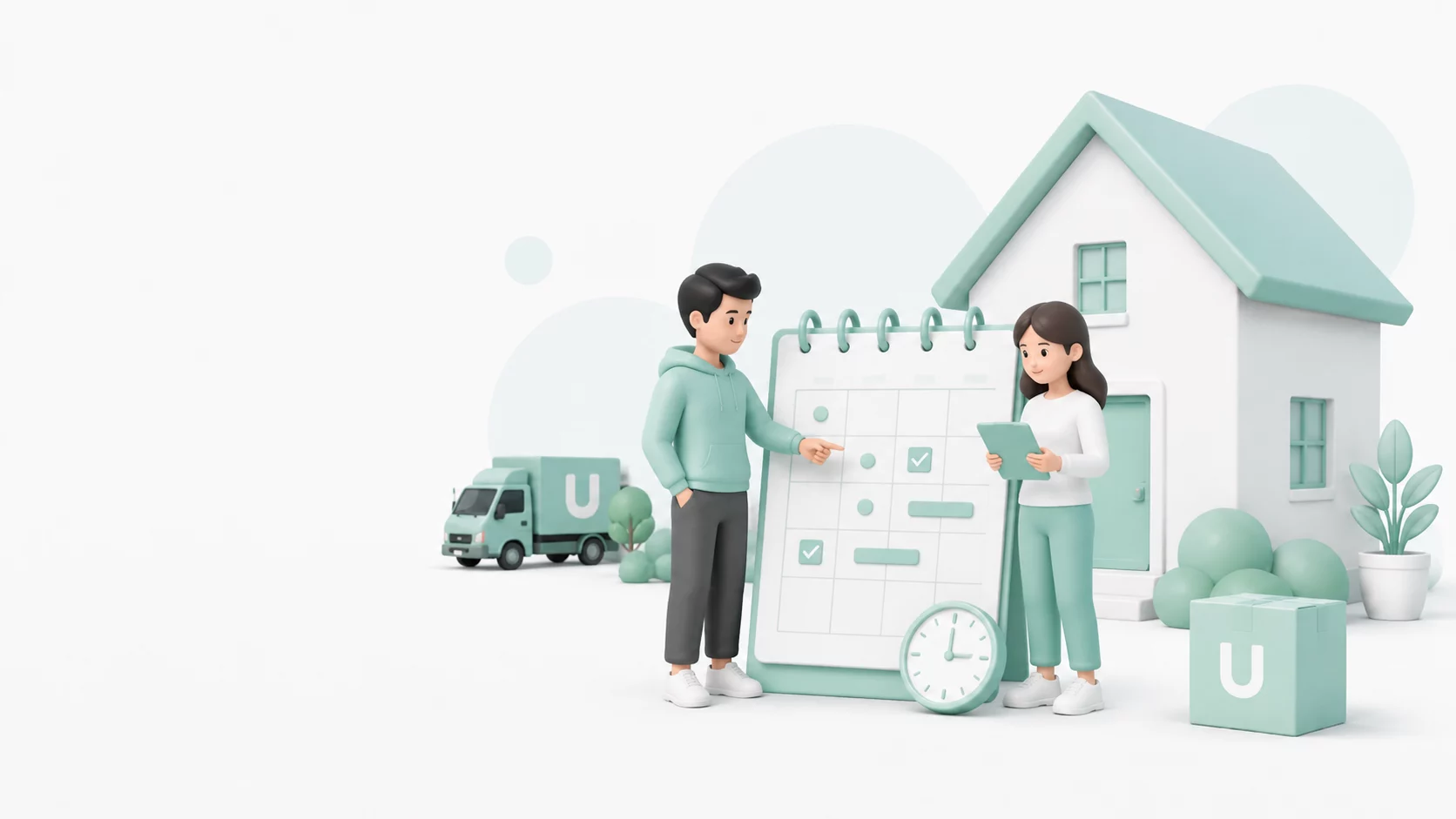 MoveU Illustration zur Planung wichtiger Umzugstermine und Meilensteine